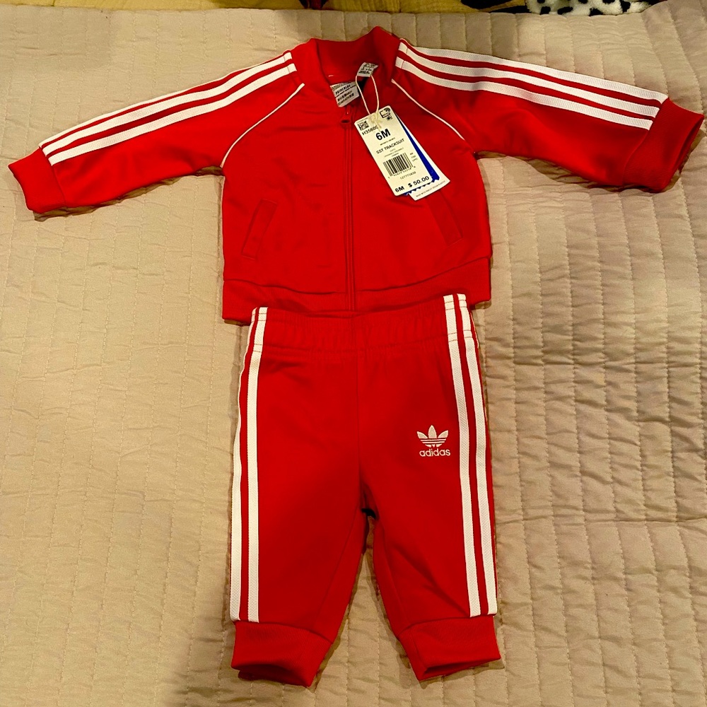 Infant red Adidas tracksuit. NWT